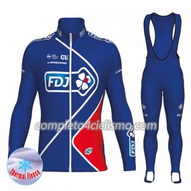 Completo Maglia ML + Pantaloncino con bretelle ML 2017 FDJ N002 Winter Invernale